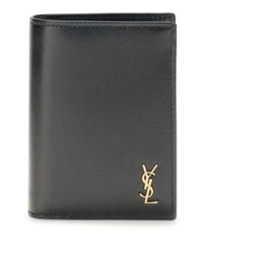 Saint Laurent Black Wallet with Gold Logo
